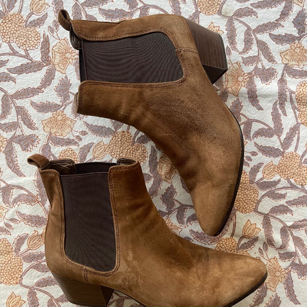 Sam Edelman Brown Suede Heeled Booties Size 8.5 - Good Condition